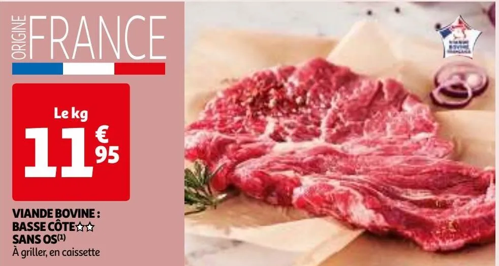 viande bovine : basse côte § § sans os