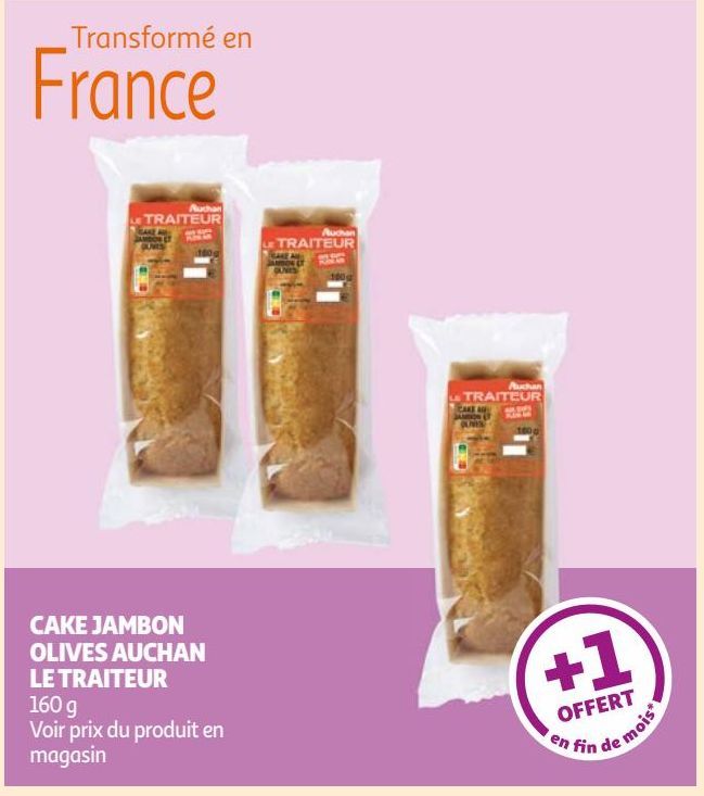 CAKE JAMBON OLIVES AUCHAN LE TRAITEUR