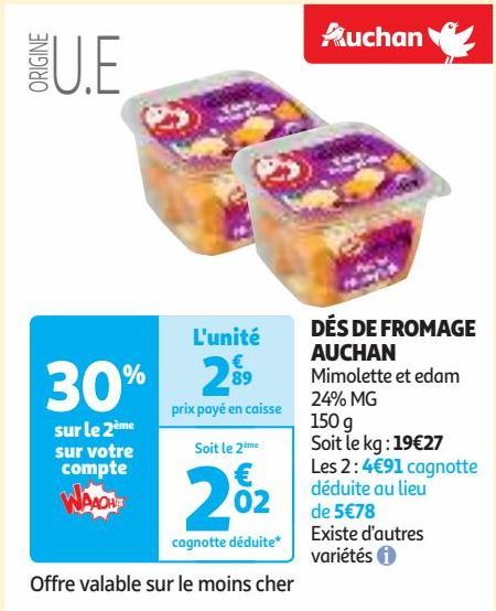 DÉS DE FROMAGE AUCHAN