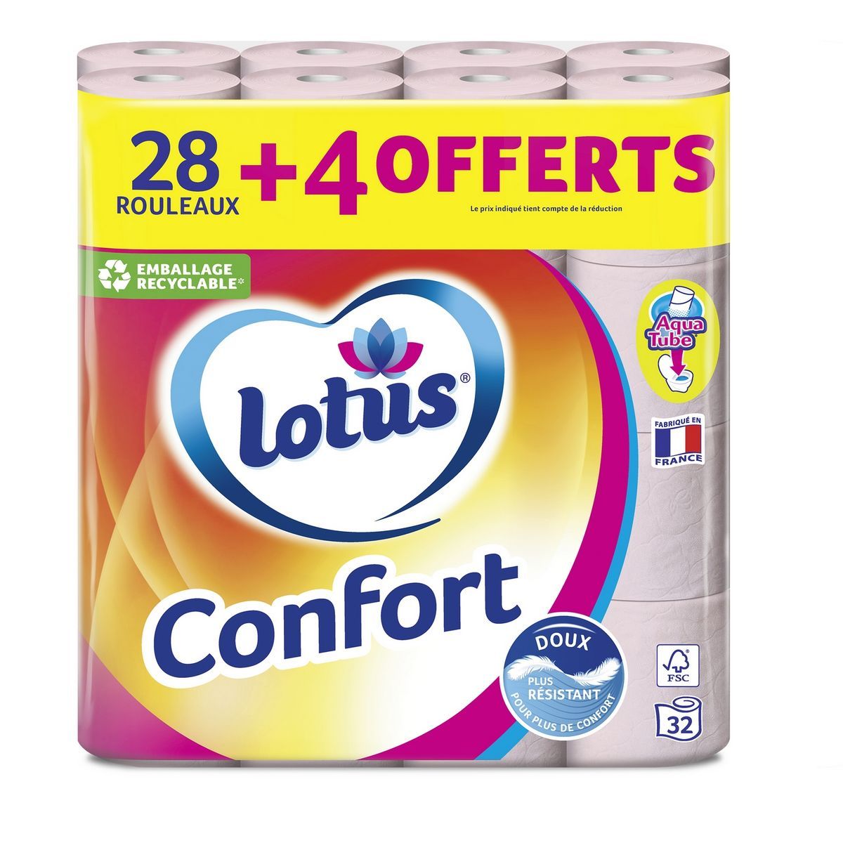 PAPIER TOILETTE CONFORT AQUATUBE BLANC LOTUS