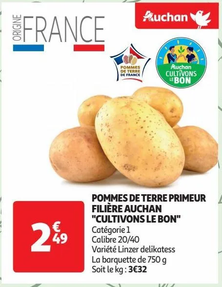  pommes de terre primeur filière auchan "cultivons le bon"