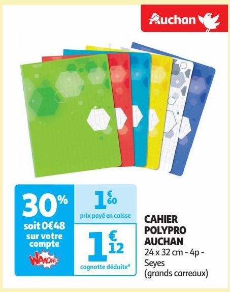 CAHIER POLYPRO AUCHAN