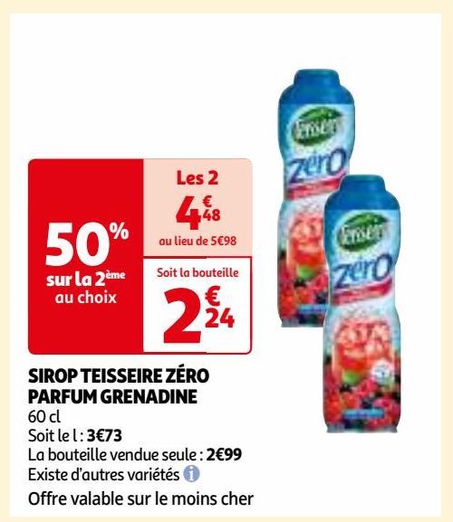 SIROP TEISSEIRE ZÉRO PARFUM GRENADINE