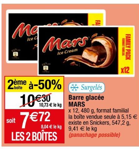barres de chocolat Mars