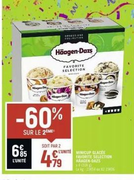 Häagen-Dazs MiniCup Glacée Favorite Selection -60% - X2 15 - Kg 21454