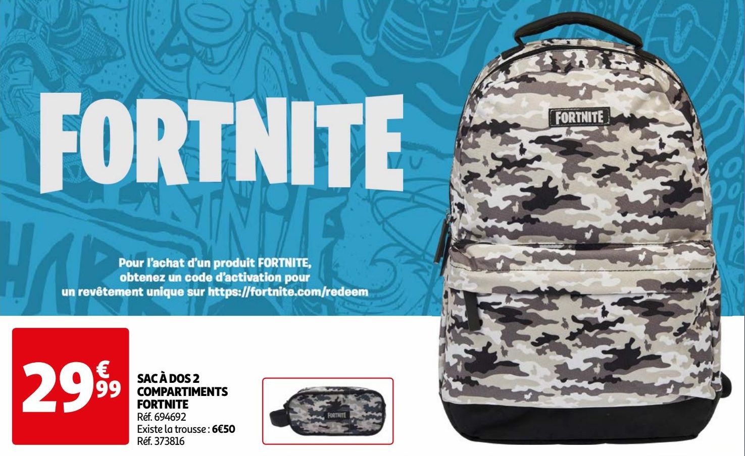 SAC À DOS 2  COMPARTIMENTS  FORTNITE