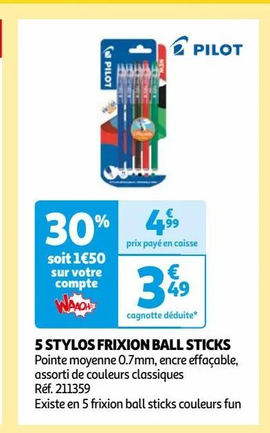  5 stylos frixion ball sticks