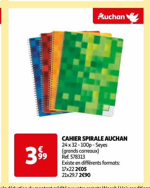 CAHIER SPIRALE AUCHAN