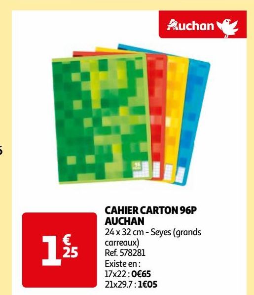 CAHIER CARTON 96P  AUCHAN