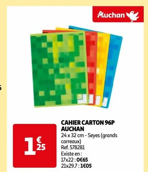 cahier carton 96p  auchan