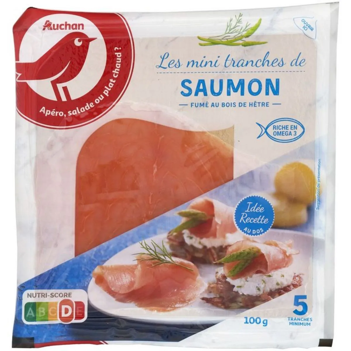  mini tranches de saumon fumé auchan