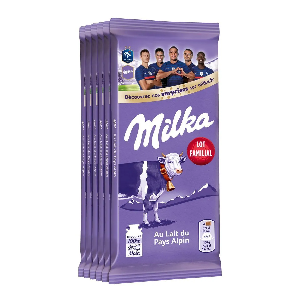 tablettes de chocolat lait familiales milka