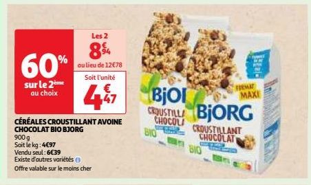  CÉRÉALES CROUSTILLANT AVOINE CHOCOLAT BIO BJORG