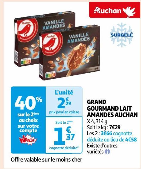 GRAND GOURMAND LAIT AMANDES AUCHAN