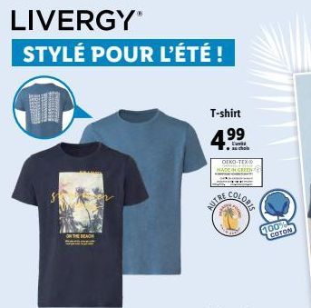 LUTS Livergy STYLÉ POUR L'ÉTÉ! T-Shirt OEKO-TEX 100% Coton - Desca 199€