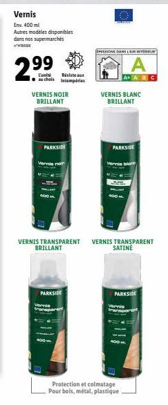 Vernis Brillant Noir & Transparent PARKSIDE: 400ml, Résiste aux Intempéries, 2.99€!