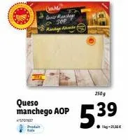 offre spéciale : queso manchego aop guns manchege, 300g à 5.39€ (-21,56€).