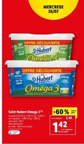 produit saint-hubert omega 3 : 2 pour 4,98 €, 100% végétal made in france!