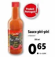 m. piri-pin | produit portugais | sauce piri-piri | 195 ml | prix réduit de 1-13€.