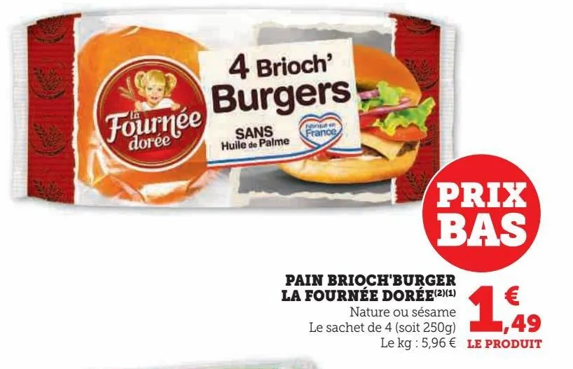pain brioch'burger la fournee doree 
