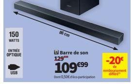 Barre de Son 17 de MediaMarkt - 149,49€ - 86 cm, 150W, USB & Entrée Optique - Remise 20€ & Déco-Participation 0,50€.