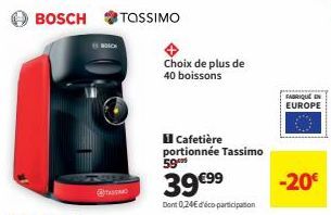 Cafetière Tassimo BOSCH : -20€ sur le prix de 59,99€ ! Plus de 40 boissons & fabriqué en Europe.