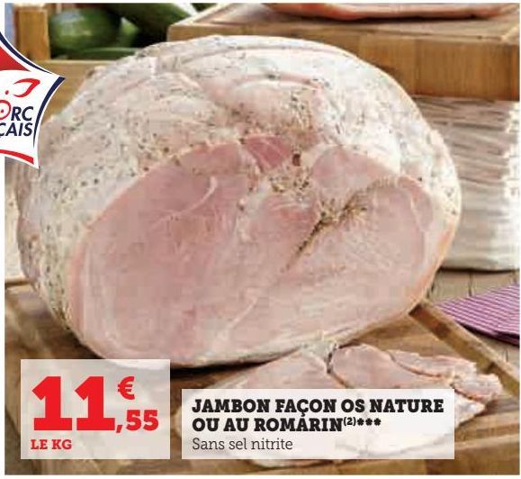 JAMBON FAÇON OS NATURE OU AU ROMARIN