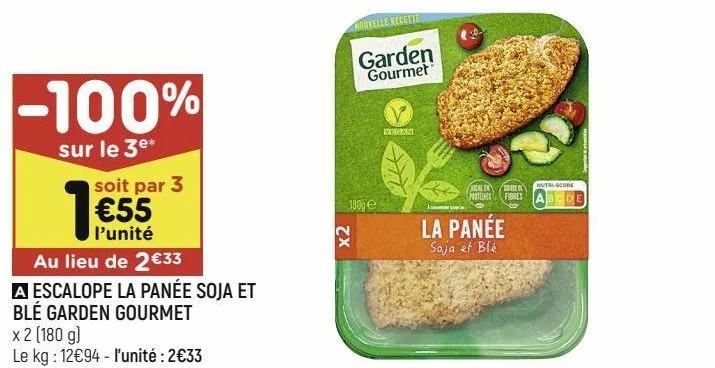 escalope la panée soja et blé garden gourmet