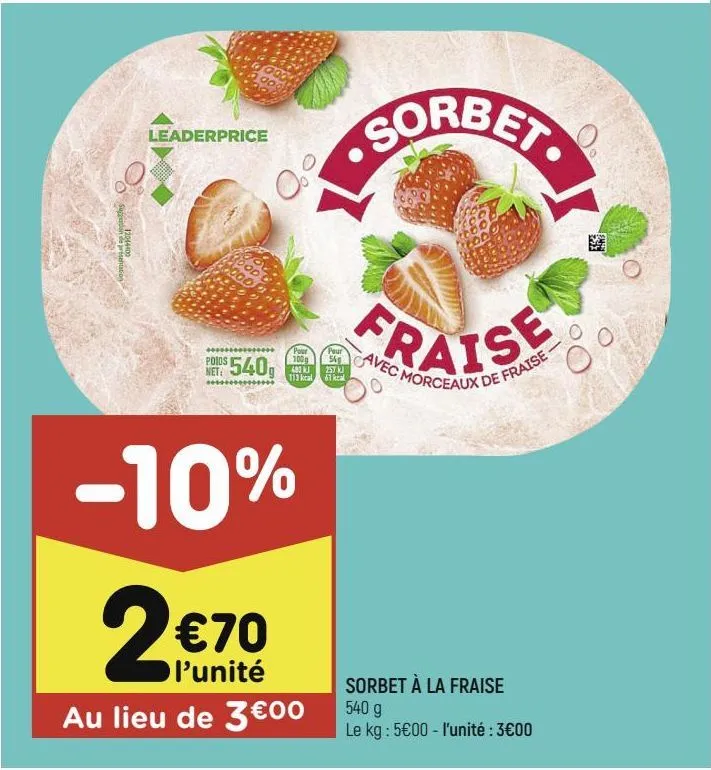 sorbet à la fraise