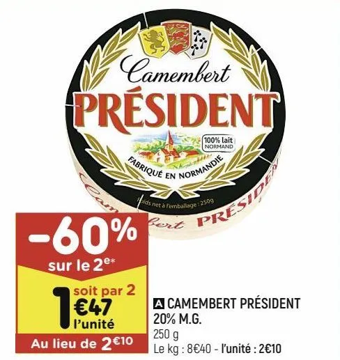 camembert président 20% m.g.