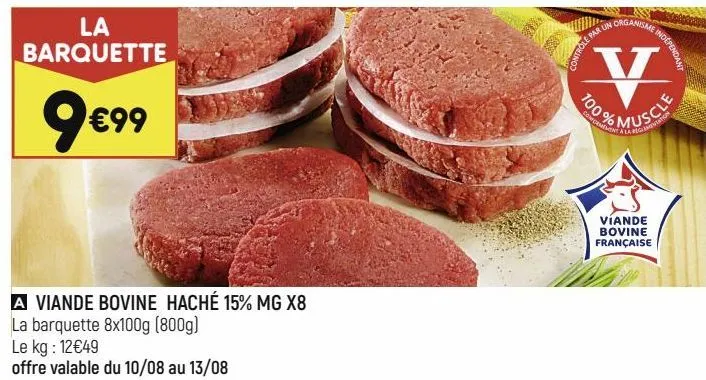 viande bovine haché 15% mg x8