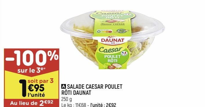 salade caesar poulet rôti Daunat