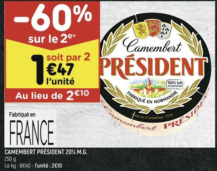 camembert Président 20% m.g.