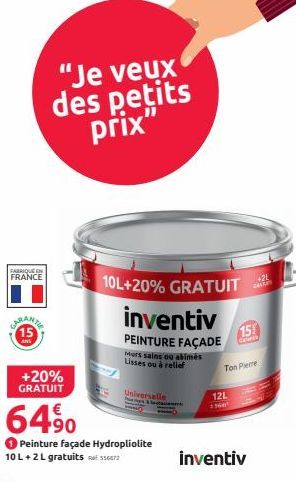 Peinture Façade Hydropliolite Inventiv: 10L+2L Gratuits, 20% Off + €6490 - Pour Murs Sains et Abimés!
