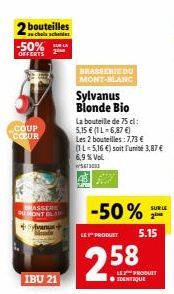 Bouteilles de Sylvanus Blonde Bio OFFERTS à 50% - 75cl, IBU 21, à 5,15 € l'unité ou 2 bouteilles à 7 €!