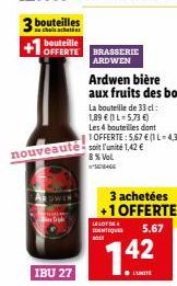 Nouvelle Bière Ardwen : 3+1 OFFERTE, IBU 27, 8% Vol, 5,67 €/Bouteille