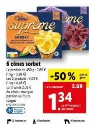 sorbet gebell supreme : 2 produits = 4,03 €, 450 g, jusqu'à 5,98 €/kg!