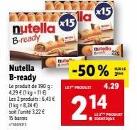 Nutella B-ready: 15% de réduction sur un produit de 390g à 3,22€ et 1 kg à 8,24€!