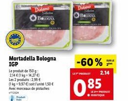 Promo: 2 Produits Dudamo Bologna IGP avec morceaux de pistaches pour seulement 1,50€!