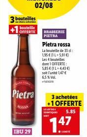 Pietra Rossa - 3 Bouteilles achetées + 1 OFFERTE - IBU 29, 6,5 % VO, 4,43€/l.