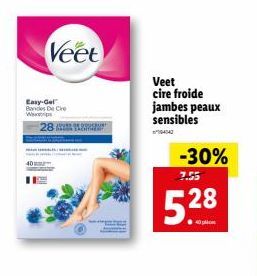 30% de Réduction sur les Bandes de Cire Veet pour Jambes Sensibles!