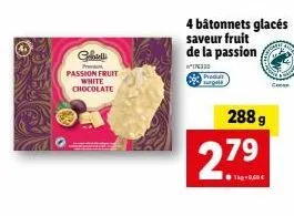 gebell p: découvrez les bâtonnets glacés au chocolat blanc et fruit de la passion ! 288g, 2.79€/kg, 9,69€ le paquet !