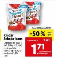 Offre Spéciale: Kinder Schoko-Bons à 50% de Réduction! 225g à seulement 2,57€/kg!