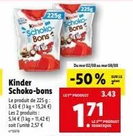 offre spéciale: kinder schoko-bons à 50% de réduction! 225g à seulement 2,57€/kg!