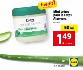 Cien Crème Corps Aloe Vera 50ml - Promo 1L+25:30€ - PT-511/201 LIDL