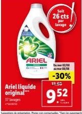 Promo ! Économisez 30% sur Ariel Liquide Original 37 Lavages (13,50€) - 26cts/lavage!