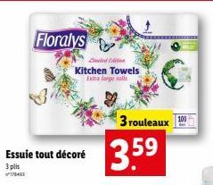 Offre Spéciale : Serviettes de Cuisine Extra Grandes de Floralys ! 3 rouleaux à 3,59 € et 3 plis pour 178463 Ced.