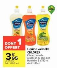 Lot de 3 Sait. CHLOREX : 1 offert + Liquide Vaisselle Citron-Cannelle-Orange-Savon de Marseille, 3x750ml