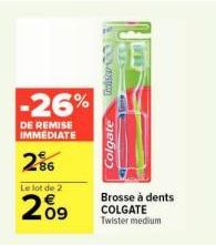 Offre Immanquable : 26% de Remise sur le Lot de 2 Brosses à Dents Colgate Twister Medium Xisor