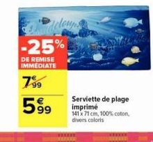 Deloups - Serviette de Plage Imprimé -25% de Remise Immediate, 100% Coton, 7.99 € - 599 Coloris Disponibles.